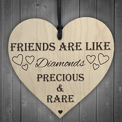 Image of RED OCEAN Friends Are Like Diamonds Wooden Hanging Heart Plaque Friendship Love Gift Sign