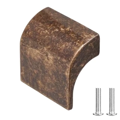 Image of Decoranddecor Amory Curved Square Knob Pull Handle for Cupboard Cabinet Zinc 32mm Hole Centre (Antique Copper, 1 Pack)