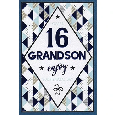 Image of Grandson Happy 16th Birthday Card Blue Balloons