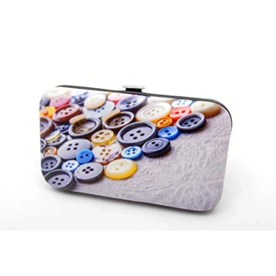 Image of Kleiber Button Print Sewing Kit, Metal, Blue, 12 x 7 3 cm