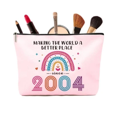 Image of 21st Birthday Gifts for Her Rainbow Pink Cosmetic Bags, Funny Ideas Best Friend, Sister, Daughter, Keepsake