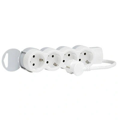 Image of Legrand, 695006 Power Strip Multi Plug with 4 Sockets (4 Way); for Wall and Table; Extra Flat