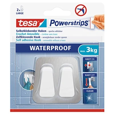 Image of tesa Powerstrips Waterproof Duo Hook Metal Plastic