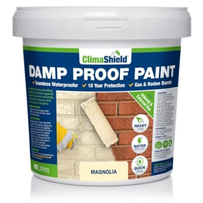 Image of SmartSeal Damp Proof Magnolia Paint 10 Litres For Interior &amp; Exterior Walls, Ceilings and Floors. Helps Prevent Water Ingress the Spread of Penetrating Damp.… (Magnolia)