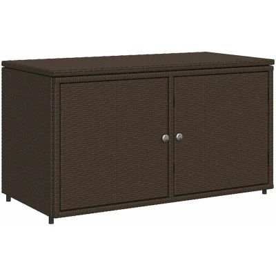 Image of vidaXL Brown Poly Rattan Garden Storage Cabinet Outdoor Patio and Deck Organiser with Durable PE Powder coated Steel Frame