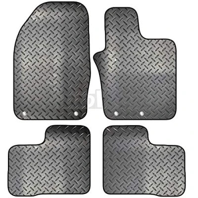 Image of Carsio Rubber 4 Piece Car Mat Set For Fiat 500X 2014+ onwards with [4 Clips] Tailored Fit Floor Complete Accessory Black Custom Fitted All Weather &amp; Heavy Duty, Anti Slip Backing
