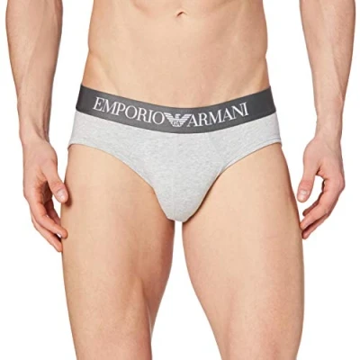 Image of Emporio Armani Men&#039;s Letter Iconic Logo Band Boxer Briefs, Grey, M UK