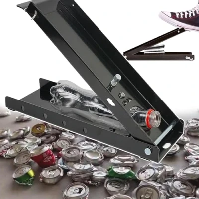 Image of Foot Pedal Can Crusher, Crusher &amp; Bottle Opener, Crushers for Recycling Wall Mounted, Easy Using, with Pedal, Mounted Tool, Plastic Bottles,Black