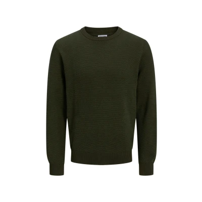 Image of JACK &amp; JONES Men&#039;s Jjeglobe Knit Crew Neck Noos, Green (Duffel Bag), L