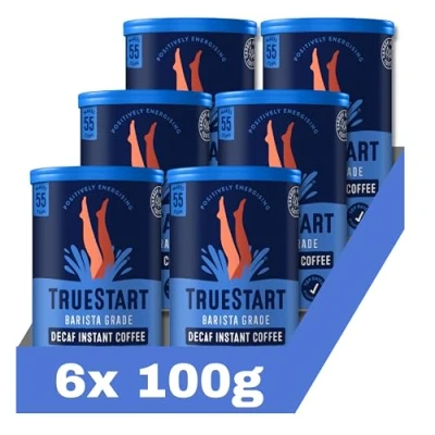 Image of TrueStart Barista Grade Decaf Instant Coffee 600g (6x100g), Premium Freeze Dried, Smooth Rich Beans Roast, 100% Full Flavour,