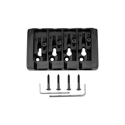 Image of Musiclily Pro 19mm Locking Saddles Hard Zinc 4 String Bass Bridge, Black