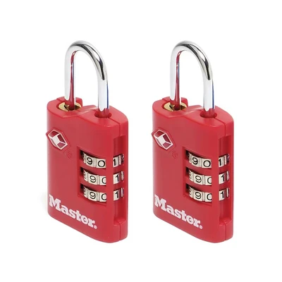 Image of Master Lock 4686EURT Pack of 2 Combination Travel Padlocks TSA Certified, Random Color, 6,3 x 3 1,4 cm