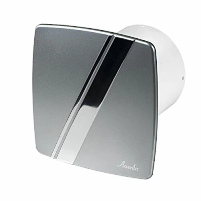 Image of Prostko LTD Bathroom Extractor Fan 100mm with Timer and Humidity Sensor Silver Chrome Panel