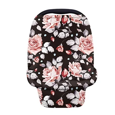Image of Wanyint Decorative Peony Floral Baby Car Seat Covers Carseat Canopy for Babies Girls,Multi use Nursing Breastfeeding Covers,Nursing Scarf