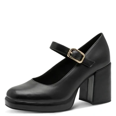 Image of MARCO TOZZI Women&#039;s Pump with Strap 2 24405 43, Black, 6 UK