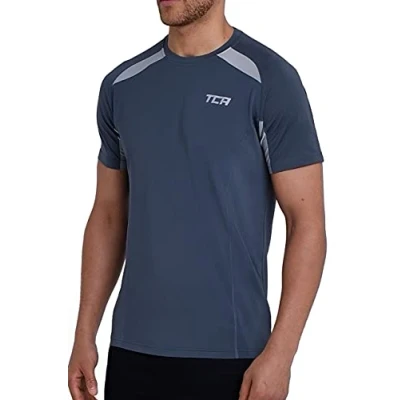 Image of TCA Quick Dry T Shirt Gym Top for Men Short Sleeve Running Mens Clothes Sports Active wear, Lightweight Breathable Moisture Wicking Clothing Granite, M