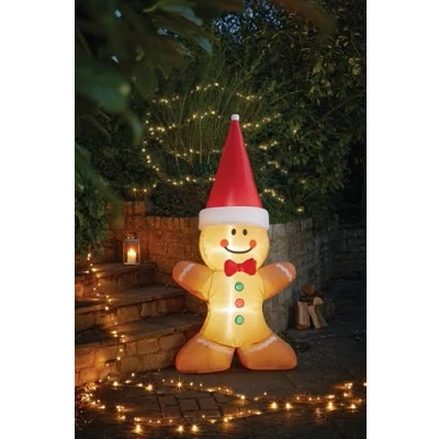 Image of Smart Garden Christmas Self Inflating LED Giant Gingerbread Man 1.2 Metre Decoration For Front Garden, Lawn, Home Festive Lighting