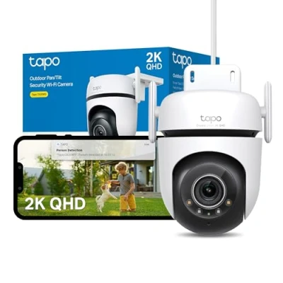 Image of Tapo 2K 4MP QHD Pan/Tilt WiFi Outdoor Security Camera, 360 Visual CCTV, Weatherproof, AI Detection, Revolutionary Starlight Night Vision, Energy Saving, Works with Alexa &amp; Google Home(Tapo C520WS)