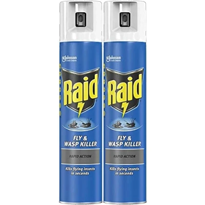 Image of UKDD Raid Rapid Action Fly Wasp Killer Spray Flying Insect Insecticide Aerosol 300ml (Pack of 2)