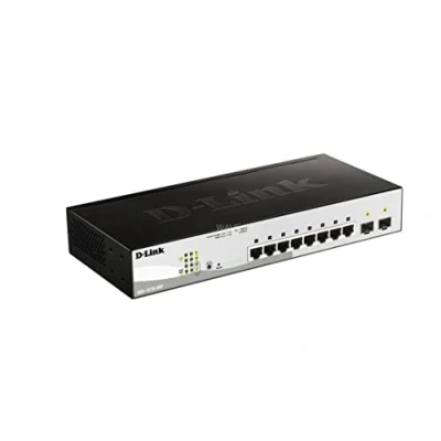 Image of D Link DGS 1210 08P 8 Port Gigabit PoE Smart Managed Switch with 2 SFP ports (8 x ports) 1000Base T, 802.3af/802.3at PoE, 65 W Power Budget, Fanless , Black