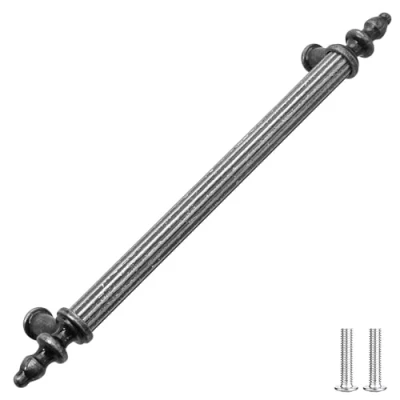 Image of Decoranddecor Vandon Vintage Traditional Cabinet Pull Handles Country Style Classic Solid Zinc (224mm, Antique Silver)