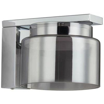 Image of Lucande Diano wall light, smoke grey, iron, glass