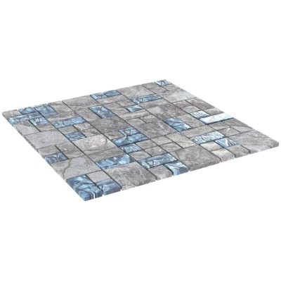 Image of vidaXL Mosaic Tiles 11 pcs Grey and Blue 30x30 cm Glass