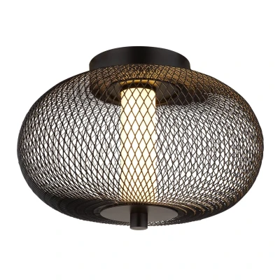 Image of Astari Semi Flush Ceiling Light Matt Black LED 2700K