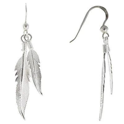 Image of LES POULETTES BIJOUX Sterling Silver Earrings Two Feathers