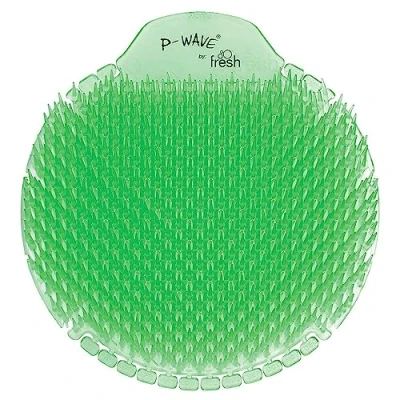 Image of P Wave Slant6 Urinal Mats Scented, 10 Screens Pack, Fits Most Urinals &amp; Waterless, Long Lasting 30 Days Deodoriser Odour Neutraliser, Anti Splash Guard Slanted Bristle, Cucumber Melon