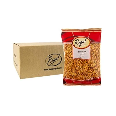Image of Regal Food Hot Bombay Mix 400gm Pack of 8 Indian Snacks Fresh &amp; Crunchy On The Go Savouries Savoury Snack