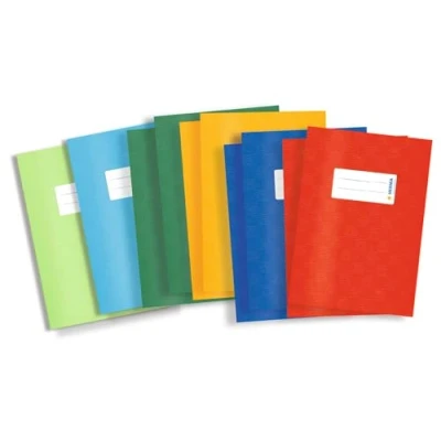 Image of HERMA Exercise Book Cover A5, with Inscription Label, Made of wipeable and Sturdy Plastic, Slip on Jackets for School, Pack 10, Assorted Colours,19996
