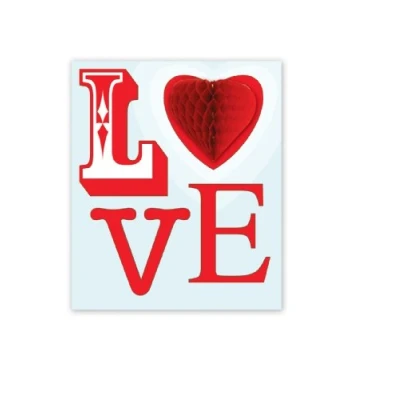 Image of PULP Pop Up Card HONEYCOMB LOVE RED HEART