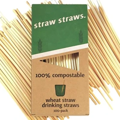 Image of Straw Straws Wheat Drinking 100 Pack 20cm Eco Friendly, Non Disintegrating, 100% Biodegradable, BPAS Free, Natural …