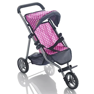 Image of Molly Dolly My First 3 Wheeler Doll&#039;s Pushchair Collapsible Toy Pram For Girls Dolls Buggy Doll Stroller 2, 3, 4, 5 Year Olds