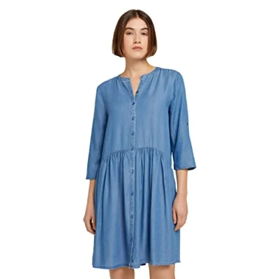 Image of Tom Tailor Denim Women&#039;s 1030680 Dress, 10119 Used Mid Stone Blue Denim, S