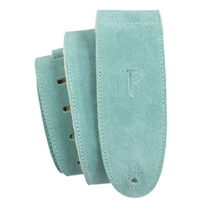 Image of Perri’s Leathers Ltd. Guitar Strap Suede Sheepskin Pad Teal Adjustable For Acoustic/Bass/Electric Guitars Made in Canada (DL325S 209)