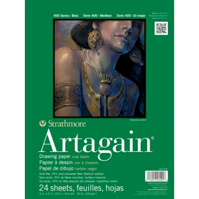 Image of Strathmore Black Artagain Paper Pad 9 inch x 12 inch, 24 Sheets