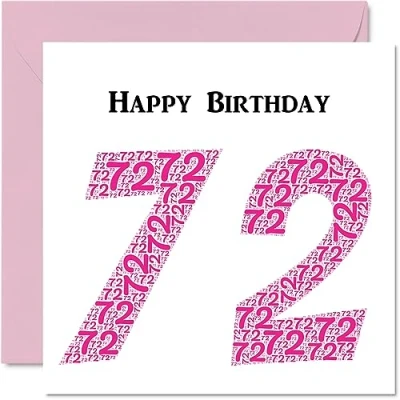 Image of Fun 72nd Birthday Cards for Woman Shapecloud Happy Card Dad Mum Great Grandad Grandpa Nanny Grandma Gran Uncle Auntie, 145mm x Greeting Cards,