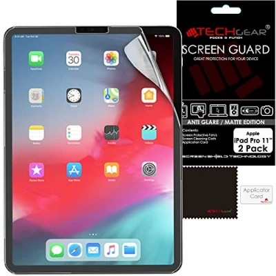 Image of TECHGEAR 2 Pack of Anti Glare Screen Protectors for iPad Pro 11&quot;, MATTE Protector Guard [Face ID Compatible] works with Apple 11 inch 2022 2021 2020 2018 / 4th 3rd 2nd 1st Generation