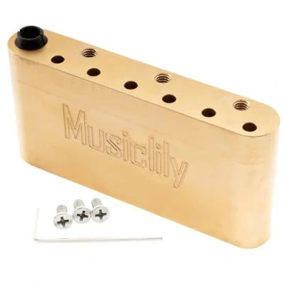 Image of Musiclily Ultra 52.5mm String Spacing Full Brass 36mm Tremolo Block for Strat Style Electric Guitar Wilkinson M Series Bridge