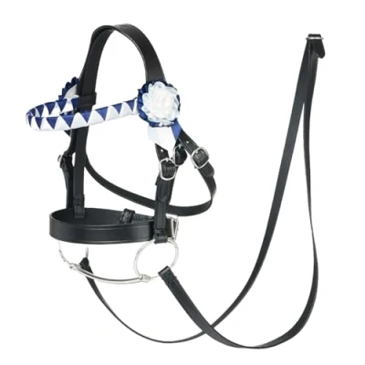 Image of LeMieux Hobby Horse Showing Bridle Fits Horses Leather with Functional Buckles Show Browband Black