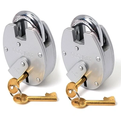Image of 2X Double Steel Plated Closed Shackle Padlocks Maximum Security 63mm 6 Lever Locks