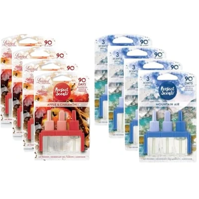Image of 8Pack Air Freshener Plug in Refill 3volution Compatible with 8Pcs Wax Melts (Apple Cinnamon &amp; Mountain Air)