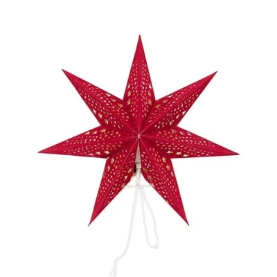 Image of 45cm Velvet Star Light Plug in Wall Christmas Tree Topper Festive Hanging Indoor Xmas Decoration Red (Bulb Included)