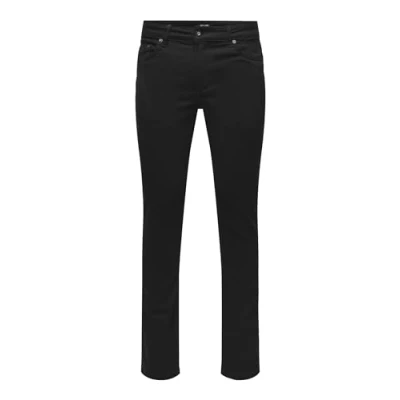Image of ONLY &amp; SONS Men&#039;s Onsloom Slim Jax Stayb 9242 A14 DNM Noos fit Jeans, Black Denim, 32 W/32 L