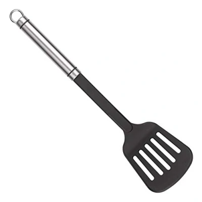 Image of Tala Nylon Slotted Turner with Stainless Steel Handle, Ideal for use non stick Kitchenware scratch, Dishwasher Safe, Essential Kitchen Spatula when Frying or Cooking, Black