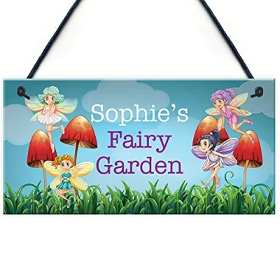 Image of RED OCEAN FAIRY Garden Plaque PERSONALISED Summerhouse Shed Sign