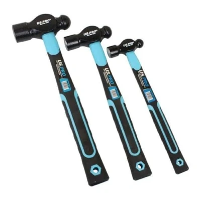 Image of US PRO Tools 3PC Ball Pein Hammer with Fibreglass Handle 8, 16, 32oz 4543