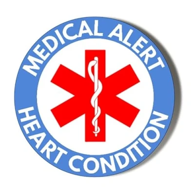 Image of Gift Insanity MEDICAL ALERT HEART CONDITION BLUE BACKGROUND 38mm Small Badge